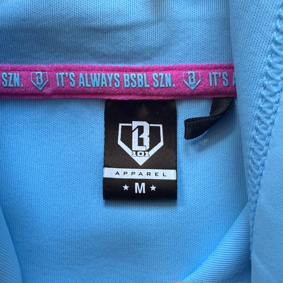 Baseball Lifestyle 101 Blue Hoodie with Pink Accents, Men’s size medium - Picture 6 of 10